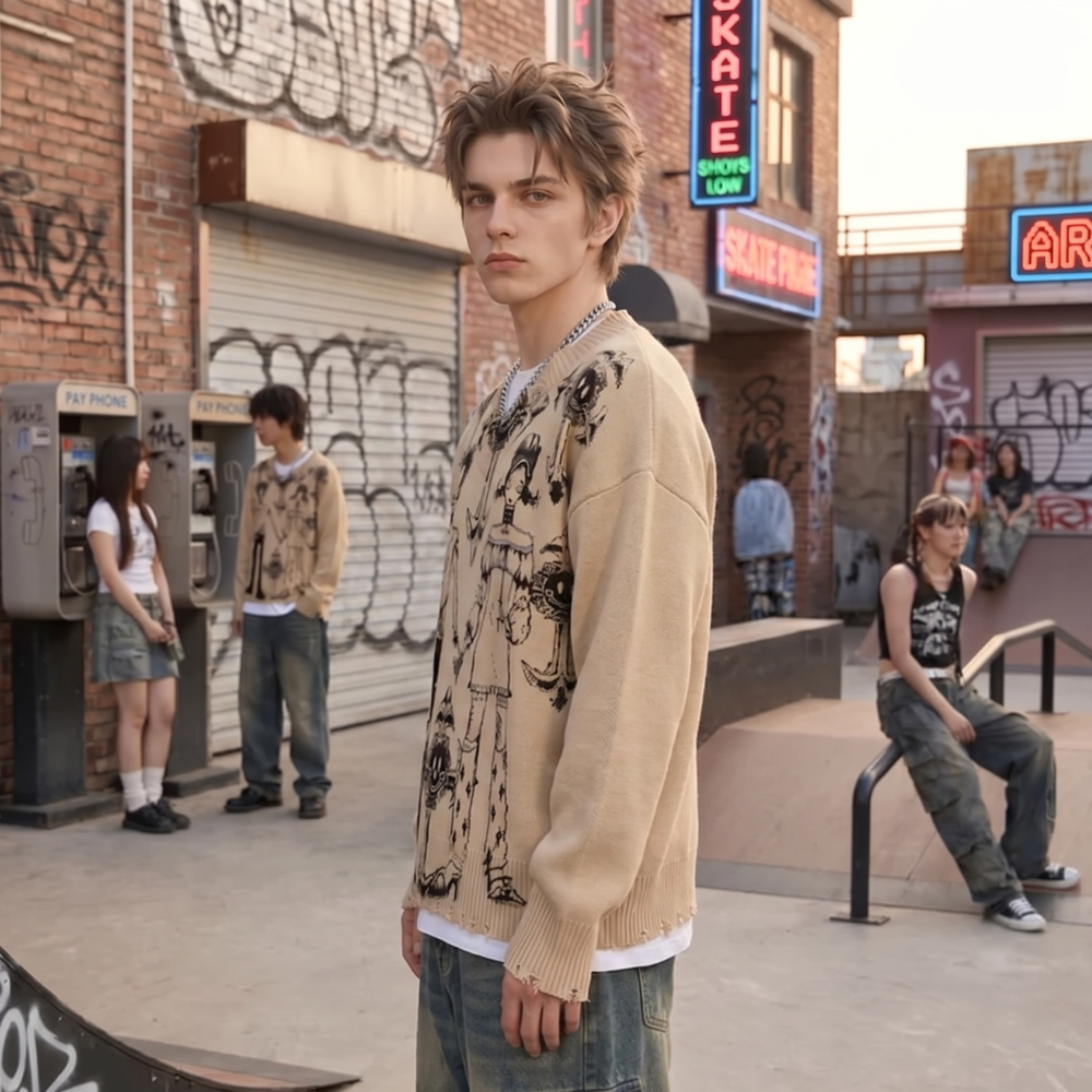 Y2K Gothic Graphic Sweater