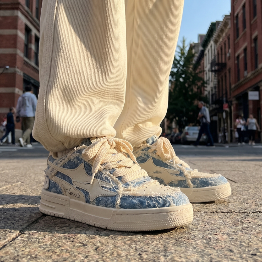 Y2K Denim Star Sneakers