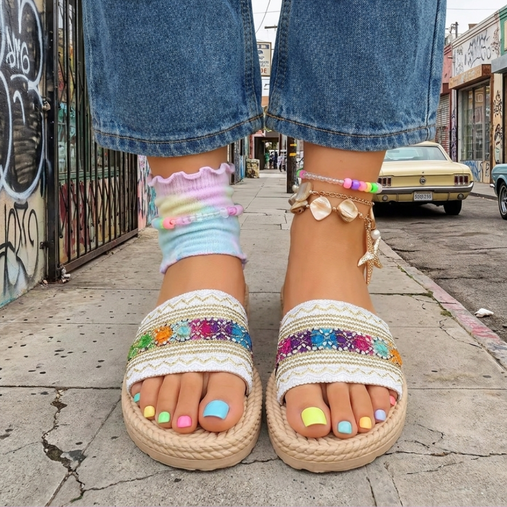 Boho Beaded Slide Sandals