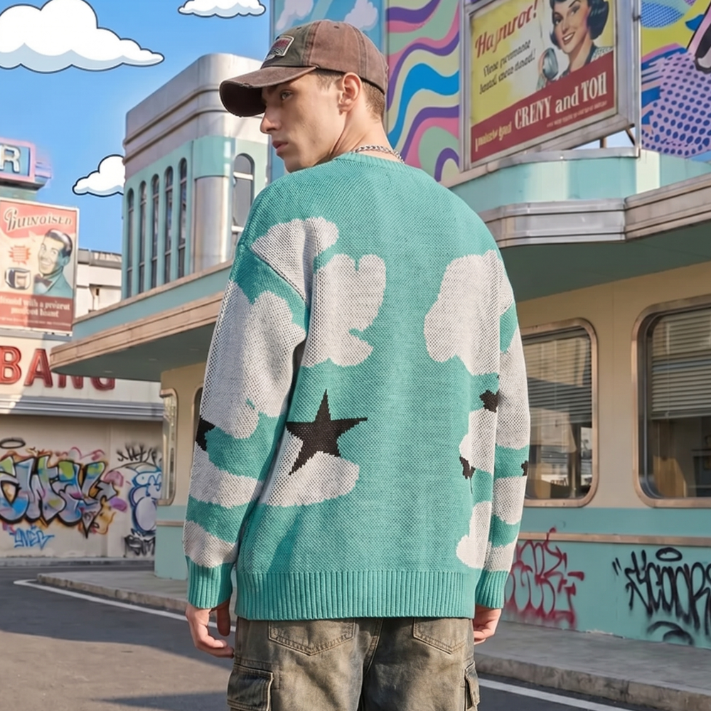 Printed Y2K Knit Sweater