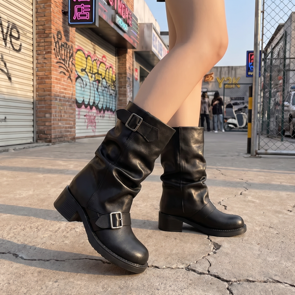 Buckle Mid-Calf Boots