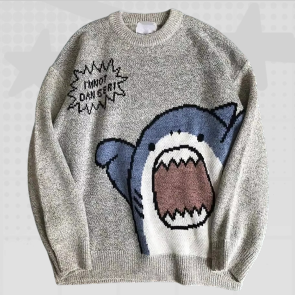 Cartoon Shark Y2K Sweater