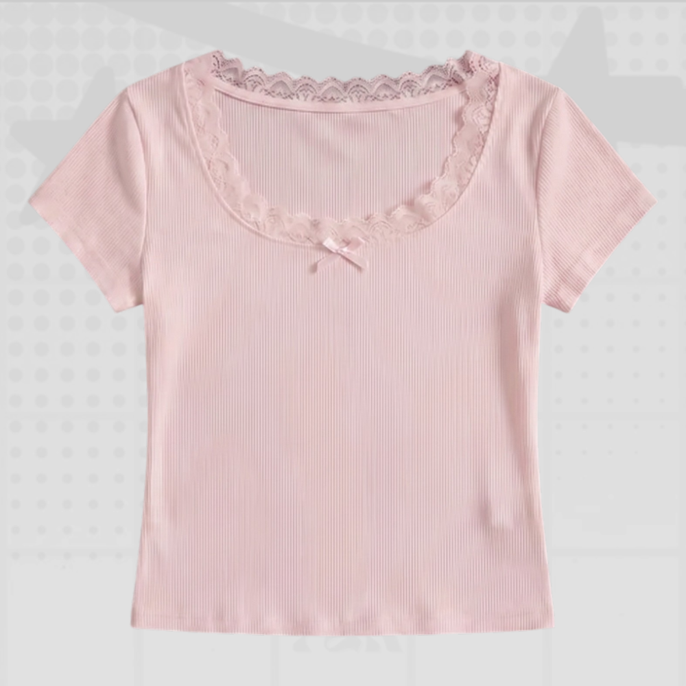 Y2K Lace Trim Baby Tee