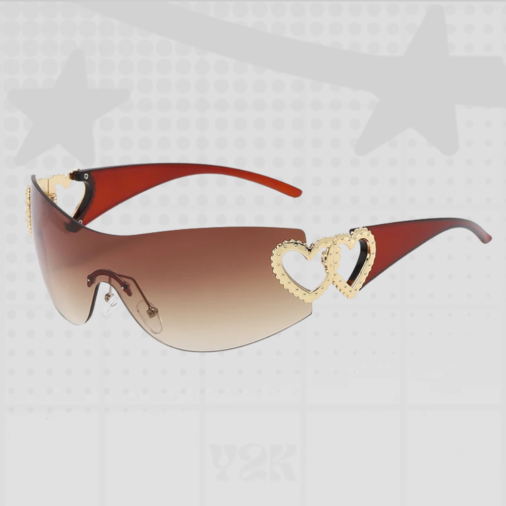 Y2K Heart Shield Sunglasses