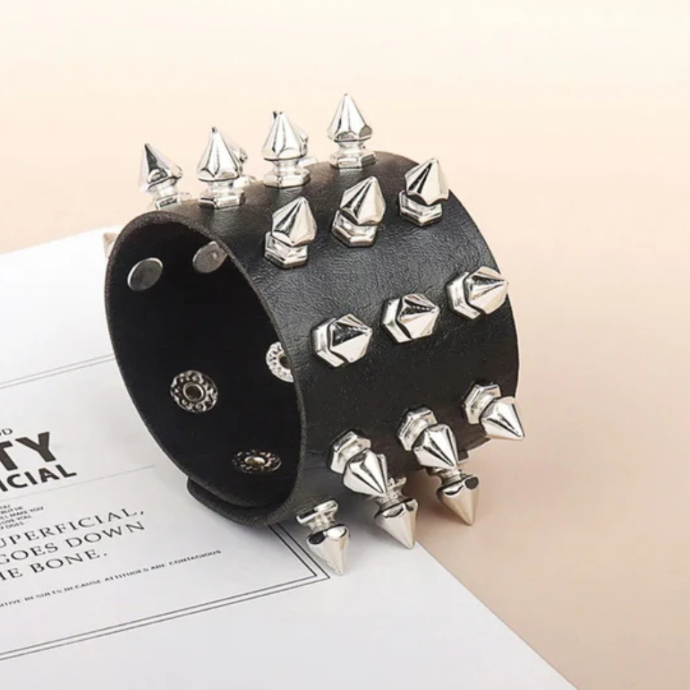 Punk Spike Leather Cuff Bracelet