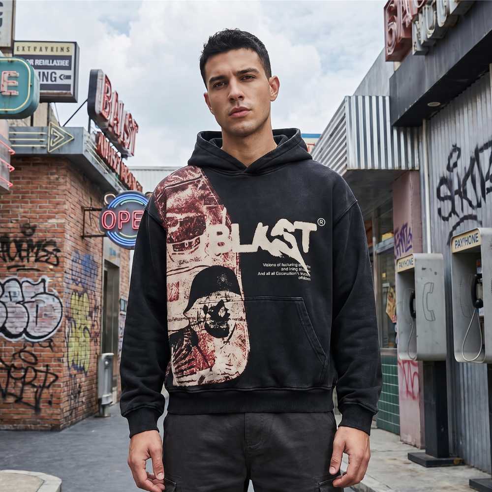 Y2K Patchwork Graphic Hoodie