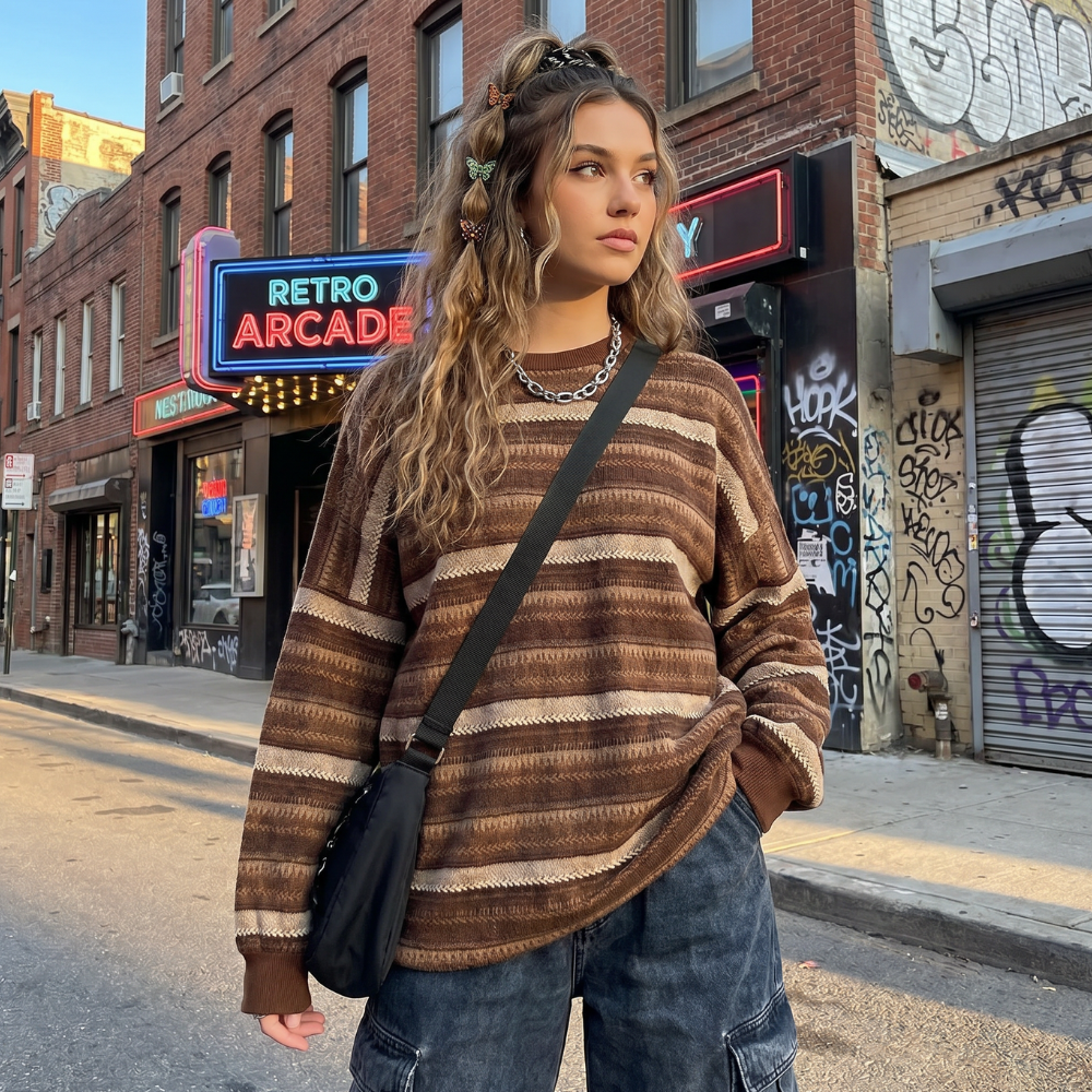 Oversized Striped Y2K Sweater