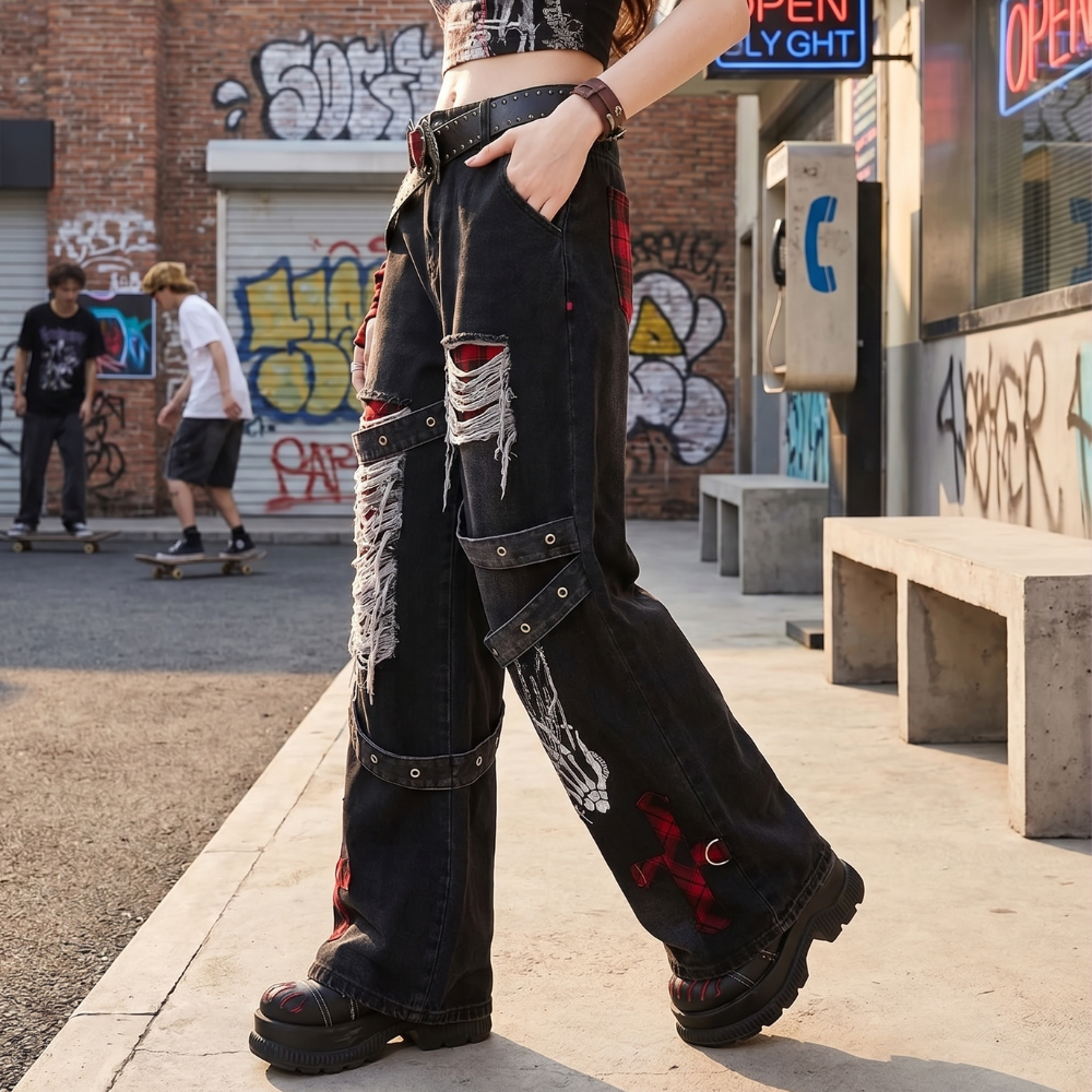 Punk Ripped Baggy Jeans