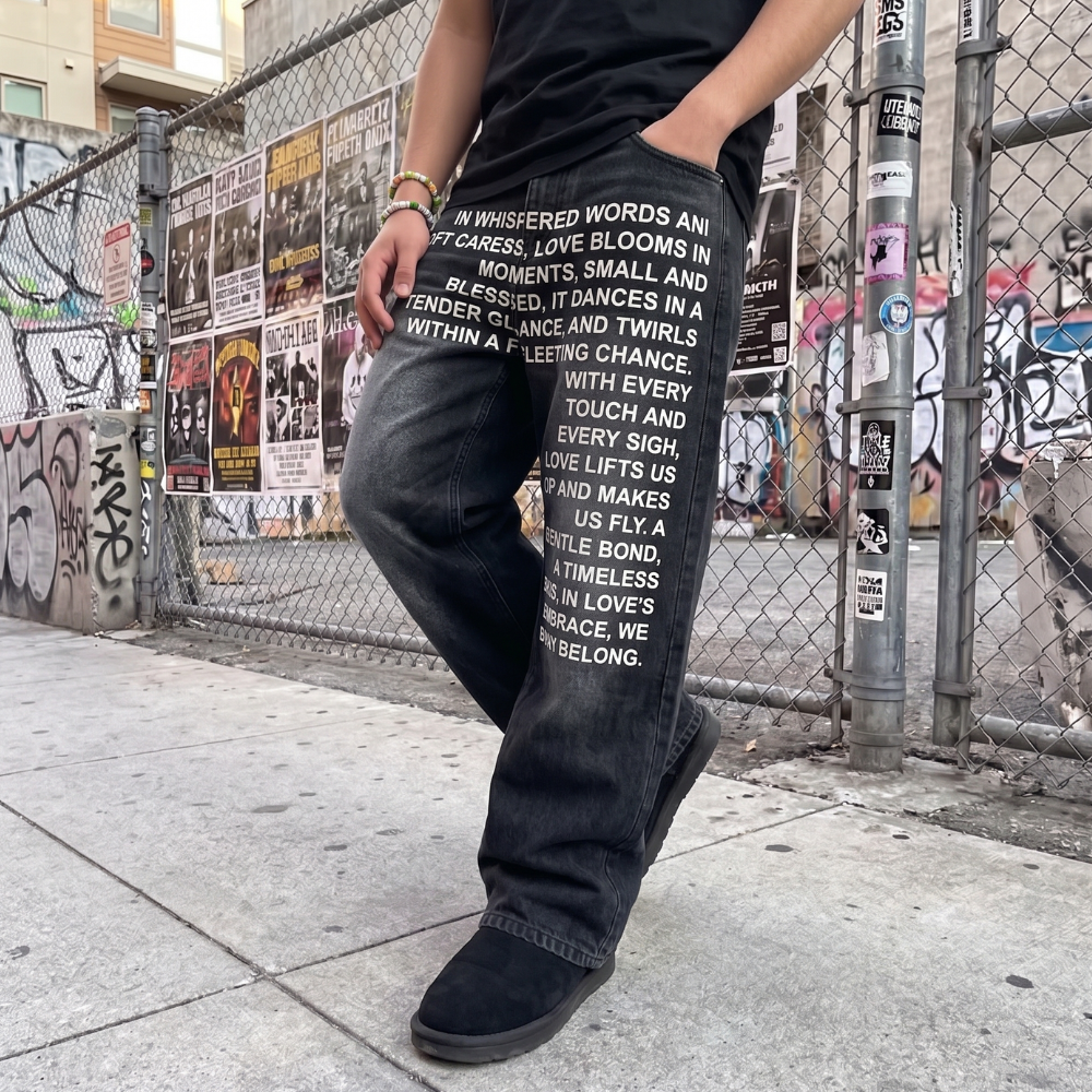Y2K Letter Print Jeans