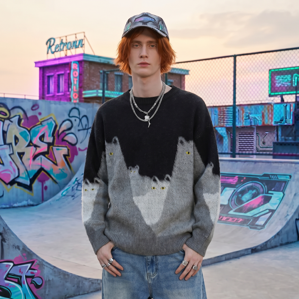 Cat Graphic Sweater Y2K