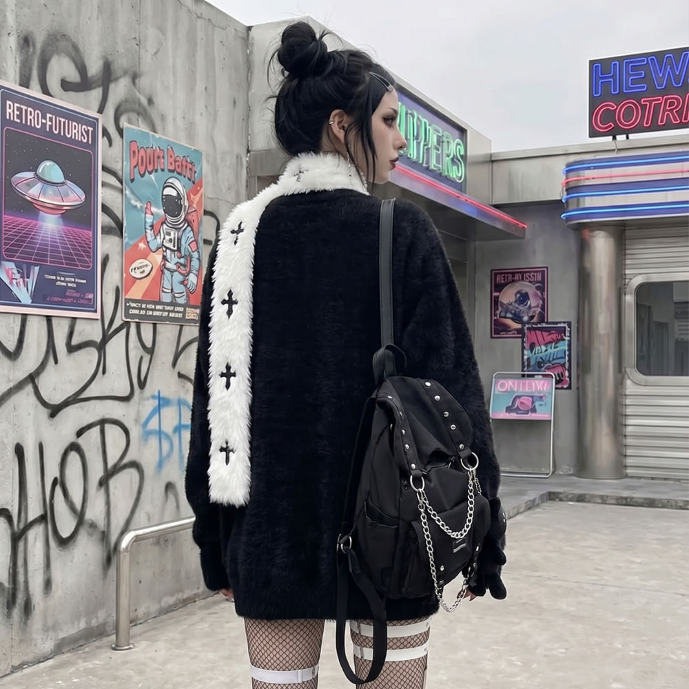 Oversized Gothic Cat Sweater