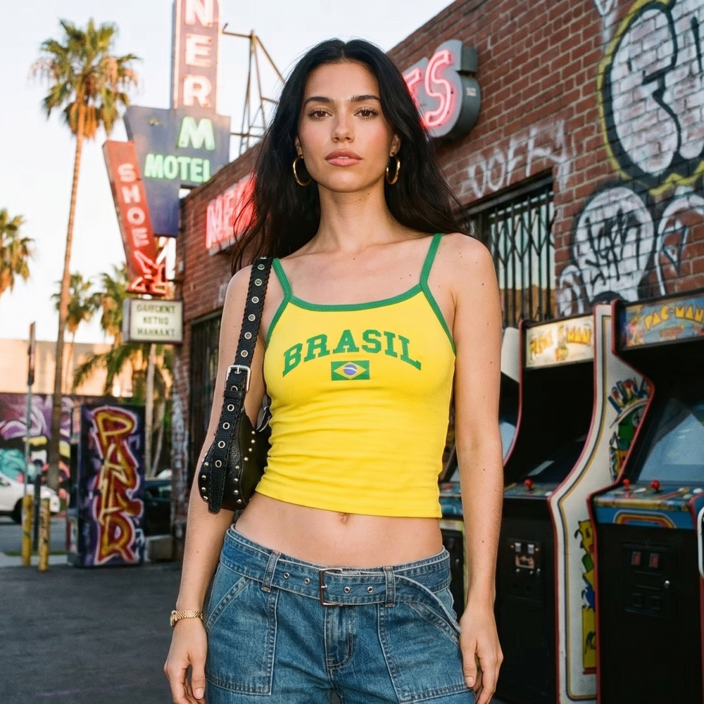 Y2k Yellow Brasil Top Tank Top