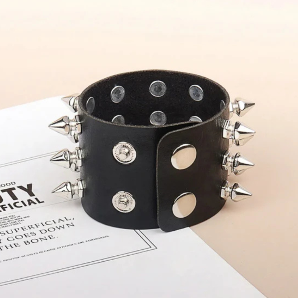 Punk Spike Leather Cuff Bracelet
