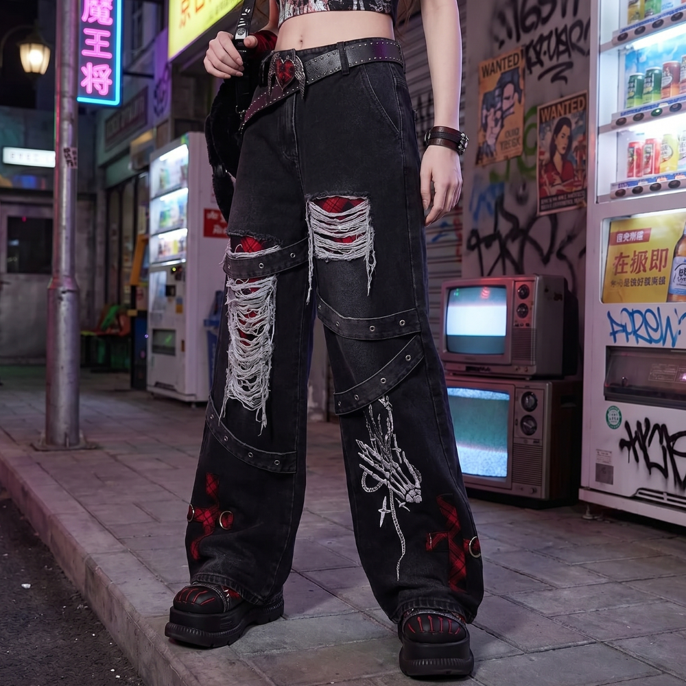 Punk Ripped Baggy Jeans