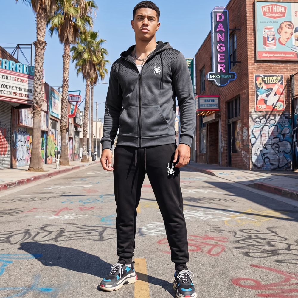 Spider Zip-Up Hoodie Tracksuit