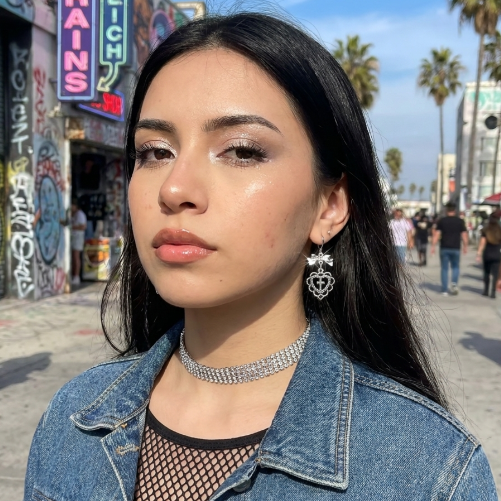 Heart Cross Bow Earrings