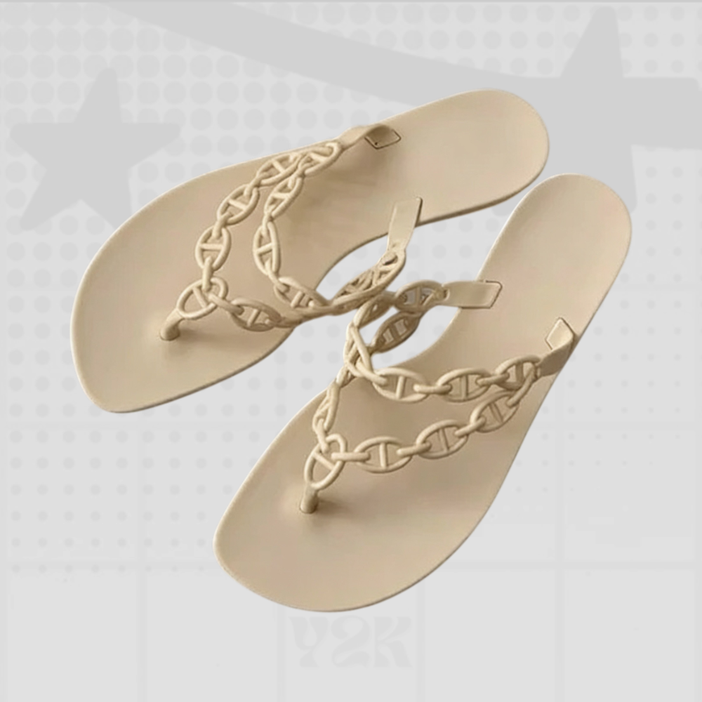 Chain Strap Flip Flop Sandals