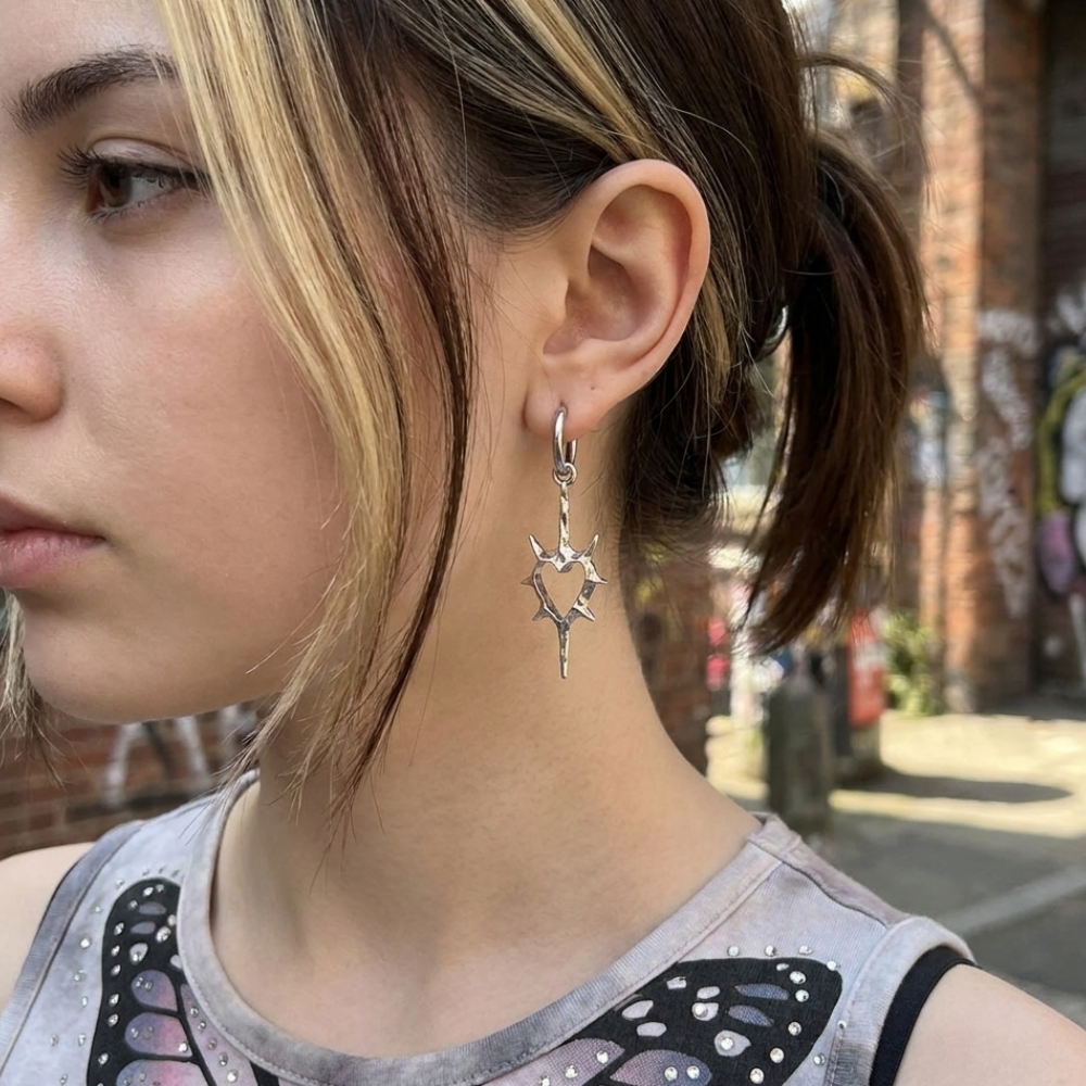Thorn Heart Drop Earrings
