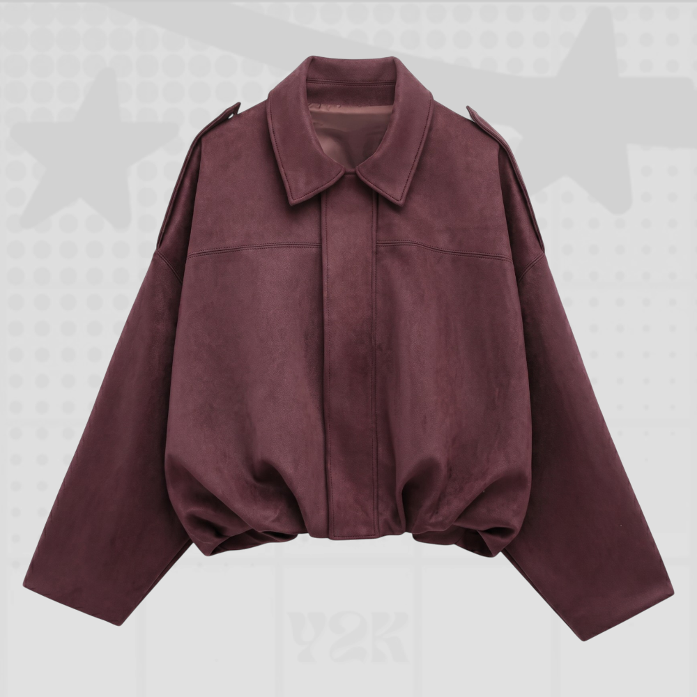 Faux Suede Bomber Jacket