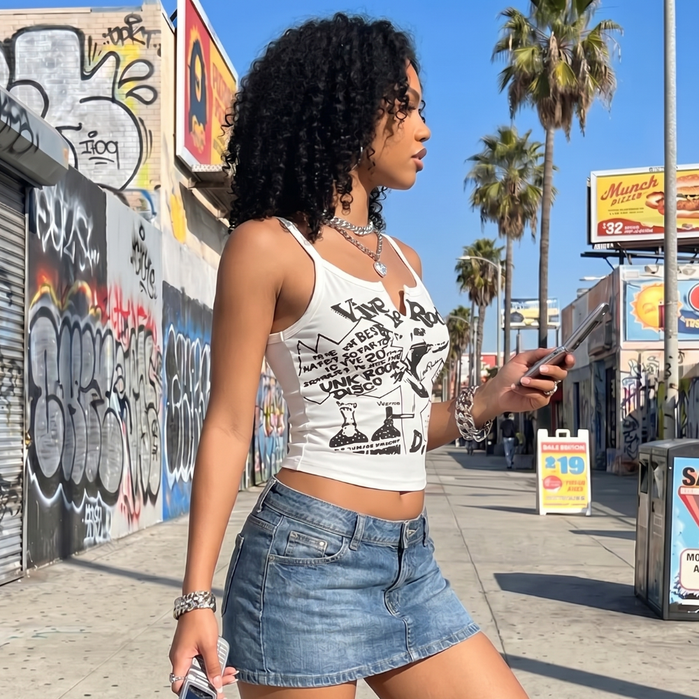 Y2K Grunge Ribbed Tank Top