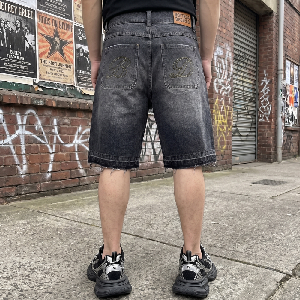 Y2K Letter Print Denim Shorts