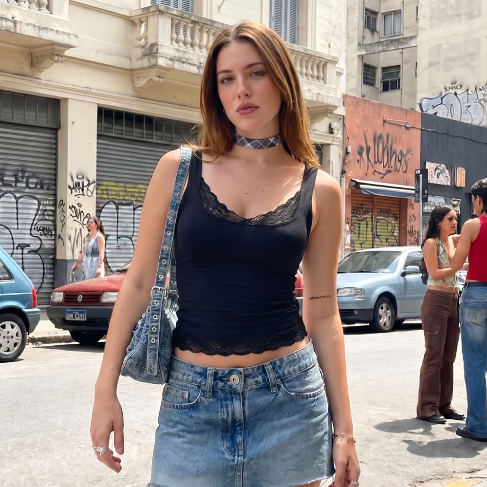 Lace Trim Tank Top