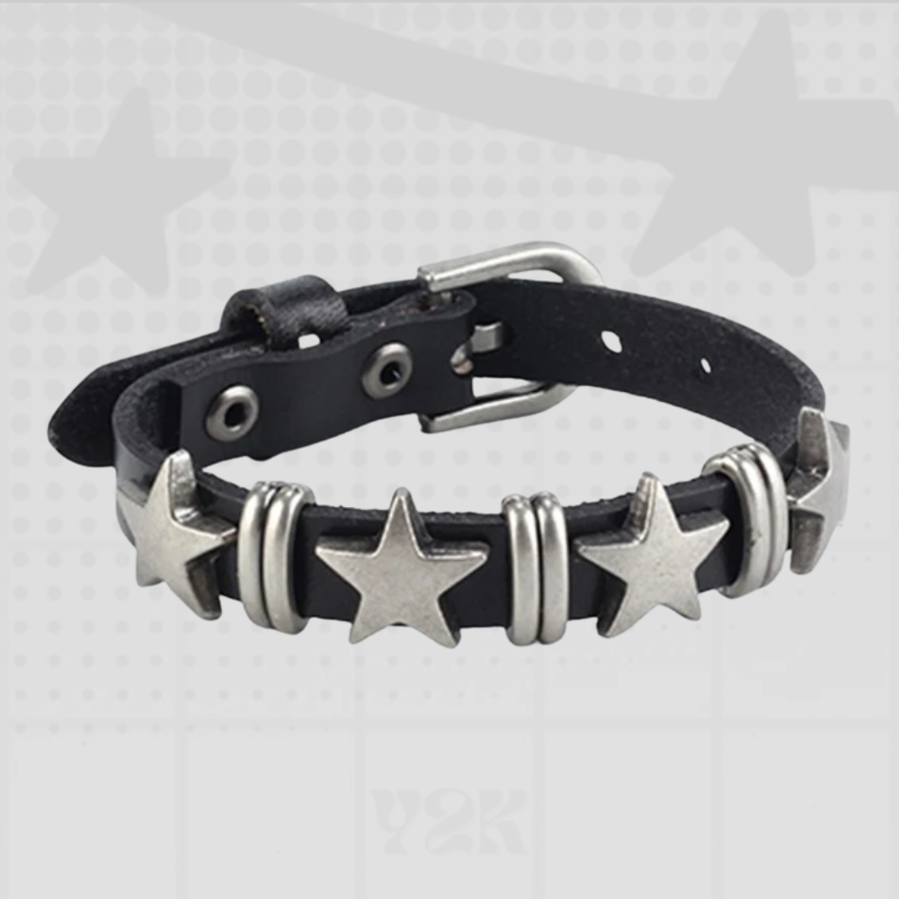 Y2K Star Leather Bracelet