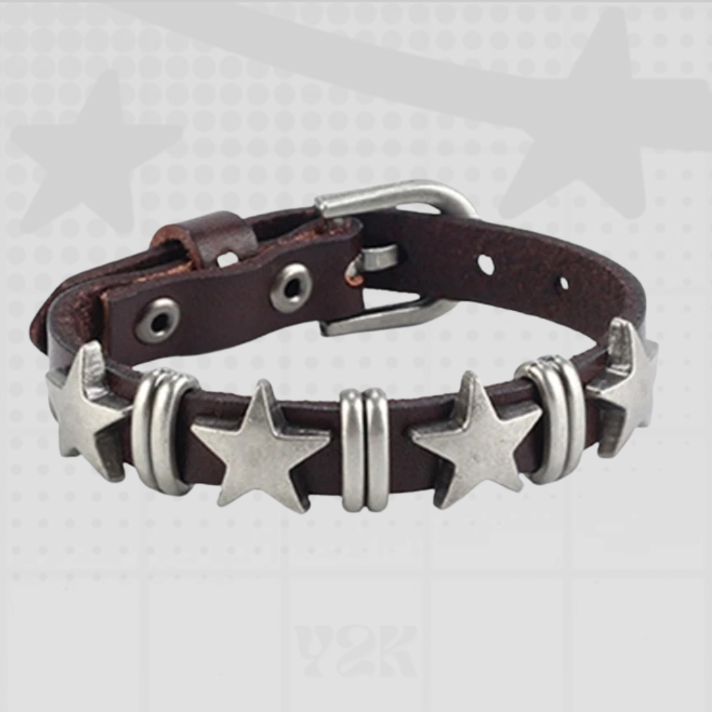 Y2K Star Leather Bracelet