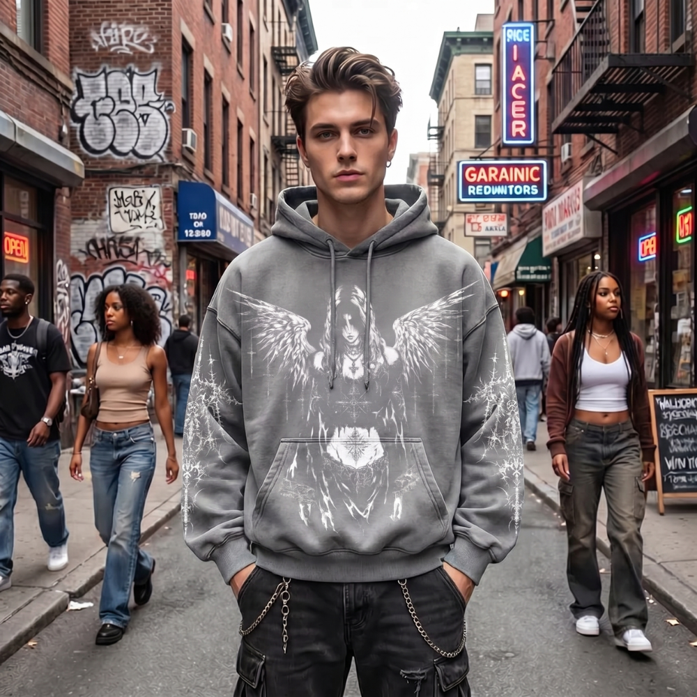 Y2K Gothic Angel Hoodie