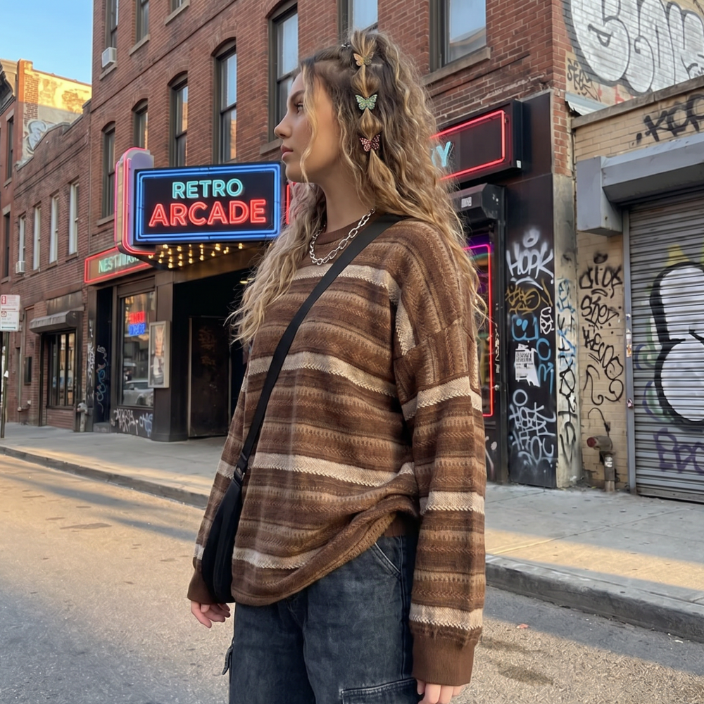 Oversized Striped Y2K Sweater
