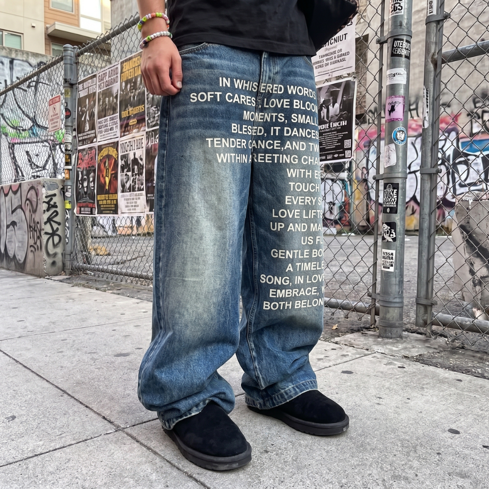 Y2K Letter Print Jeans