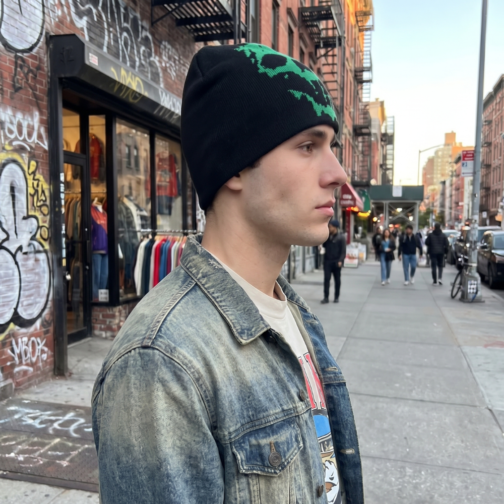 Skull Face Knit Beanie