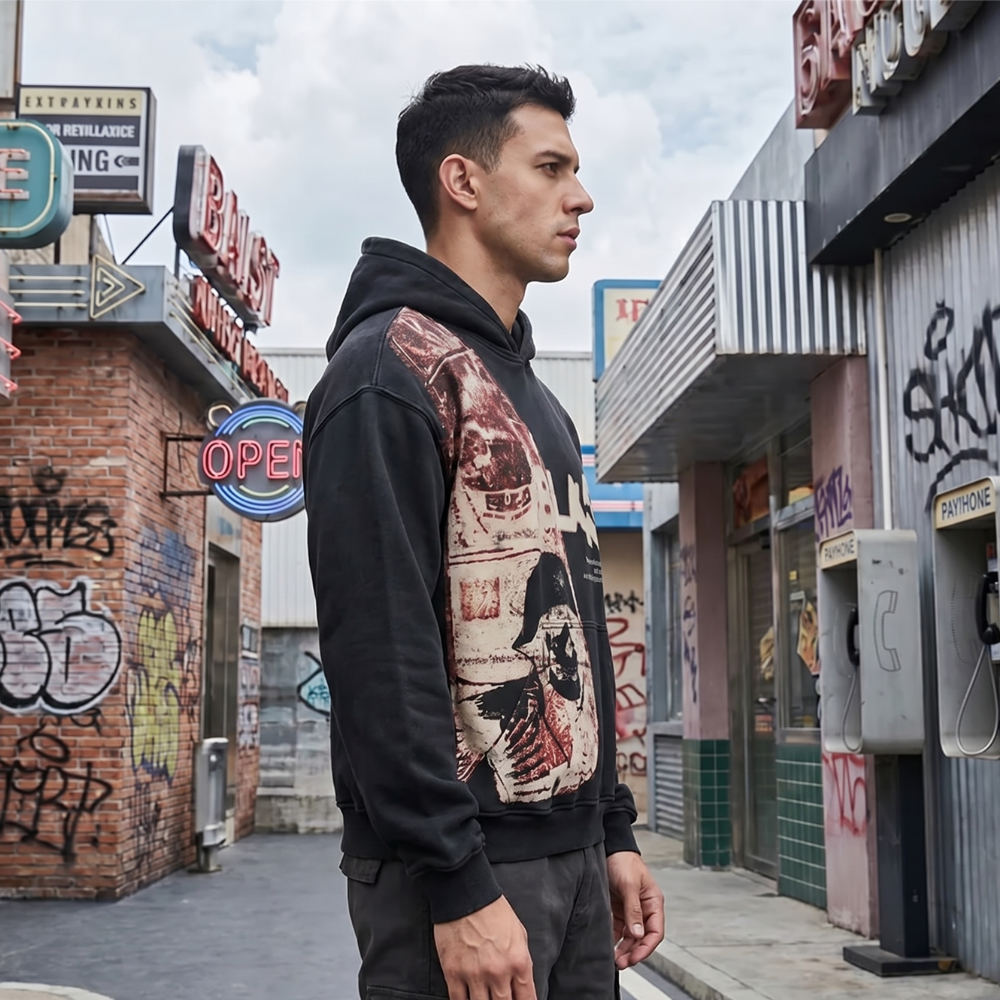 Y2K Patchwork Graphic Hoodie