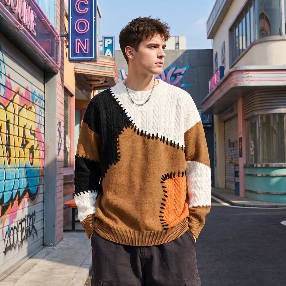 Oversized Y2K Patchwork Sweater