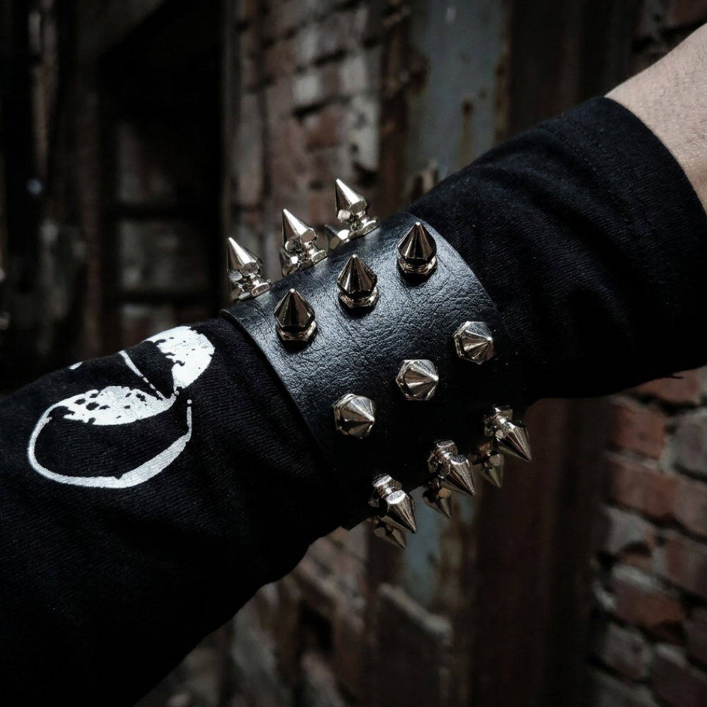 Punk Spike Leather Cuff Bracelet