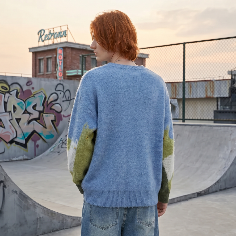 Cat Graphic Sweater Y2K