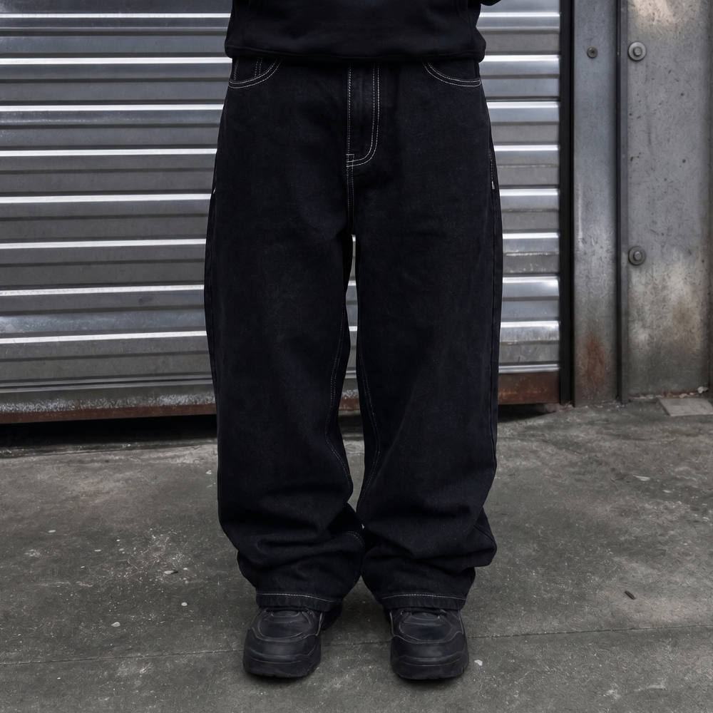 Gothic Embroidered Baggy Jeans