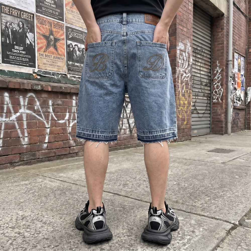 Y2K Letter Print Denim Shorts