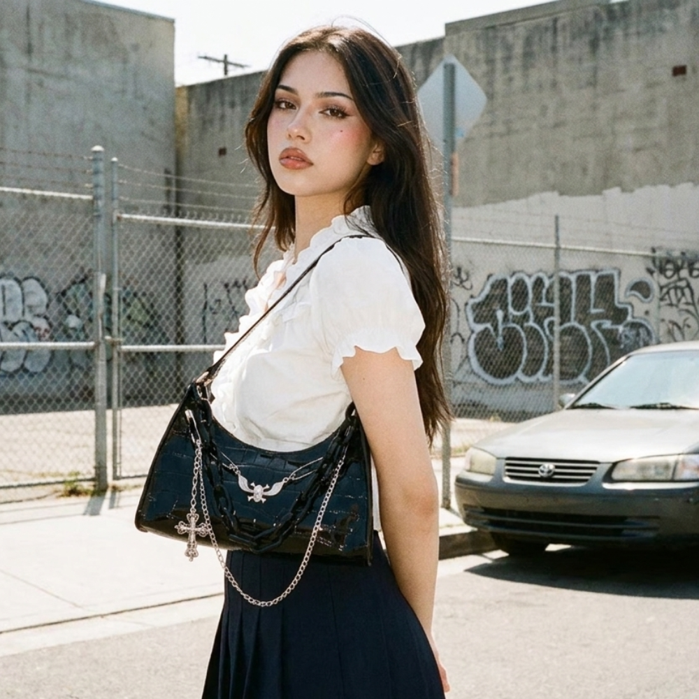 Gothic Croc Shoulder Bag