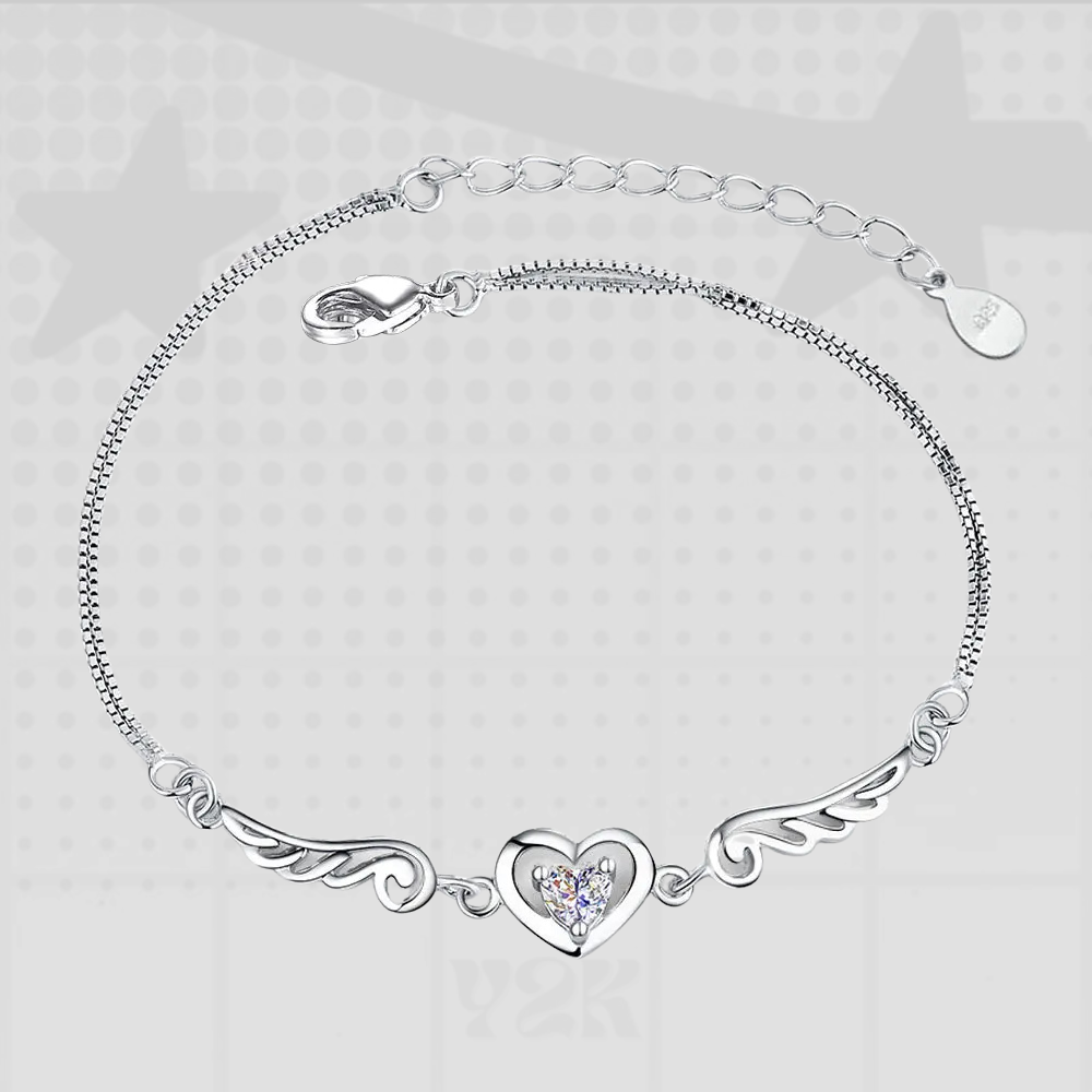 Sterling Silver Angel Heart Bracelet