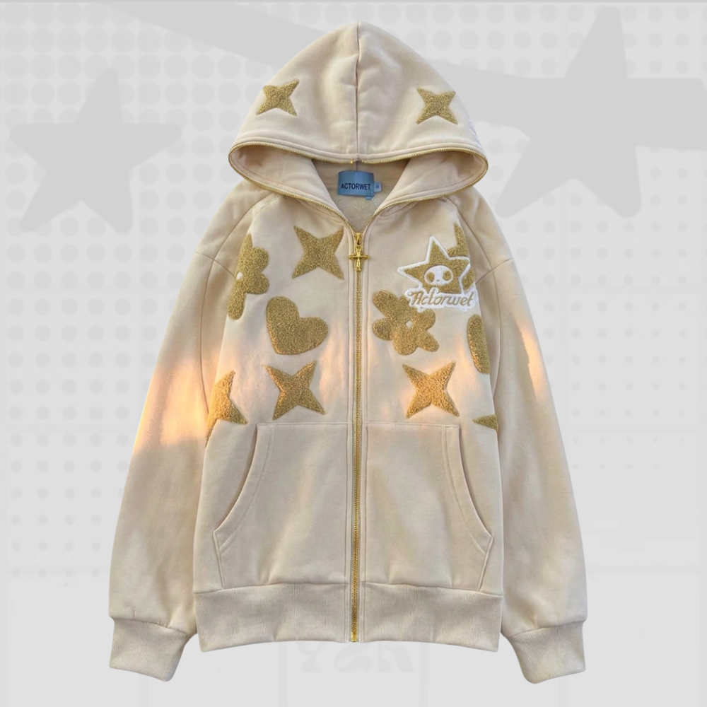 Y2K Full Zip Star Hoodie