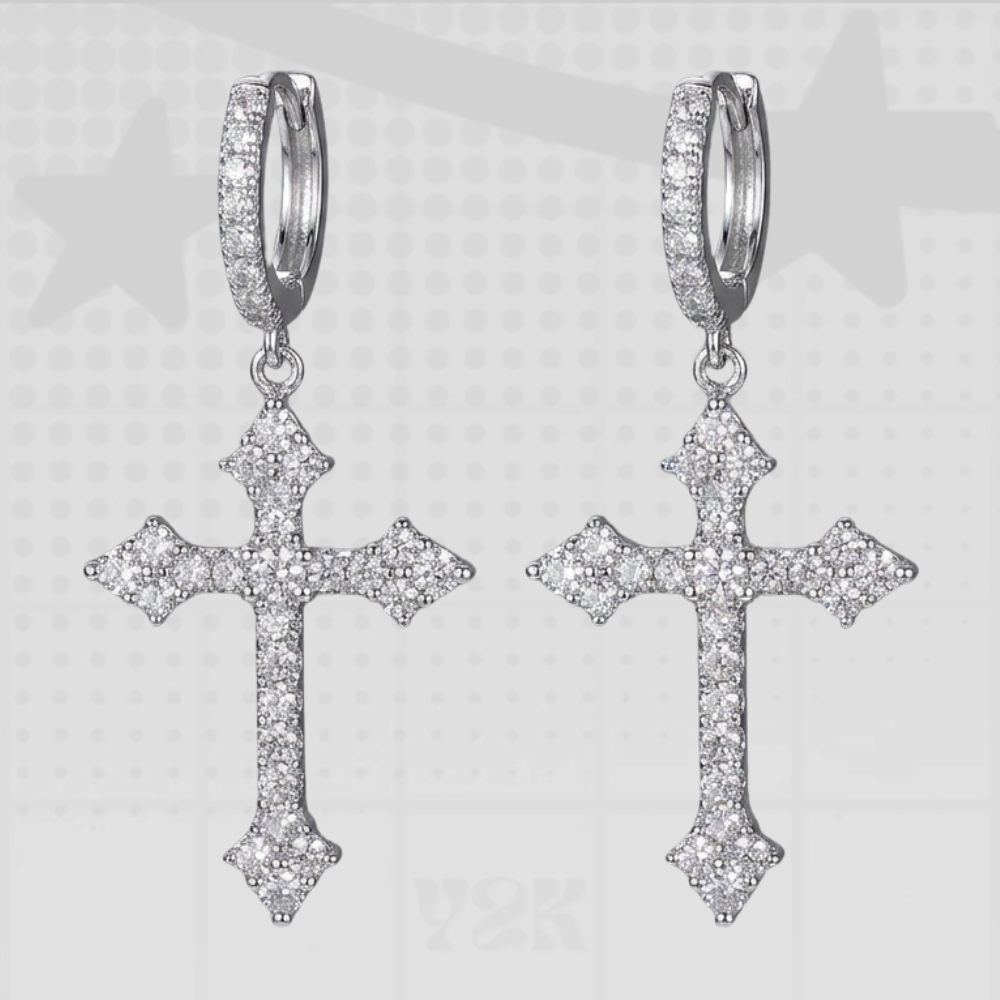 Rhinestone Cross Earrings