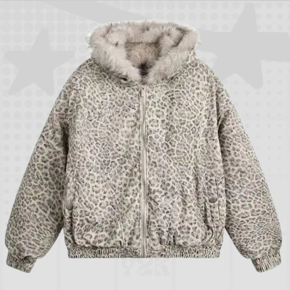 Leopard Print Fur Padded Y2K Coat