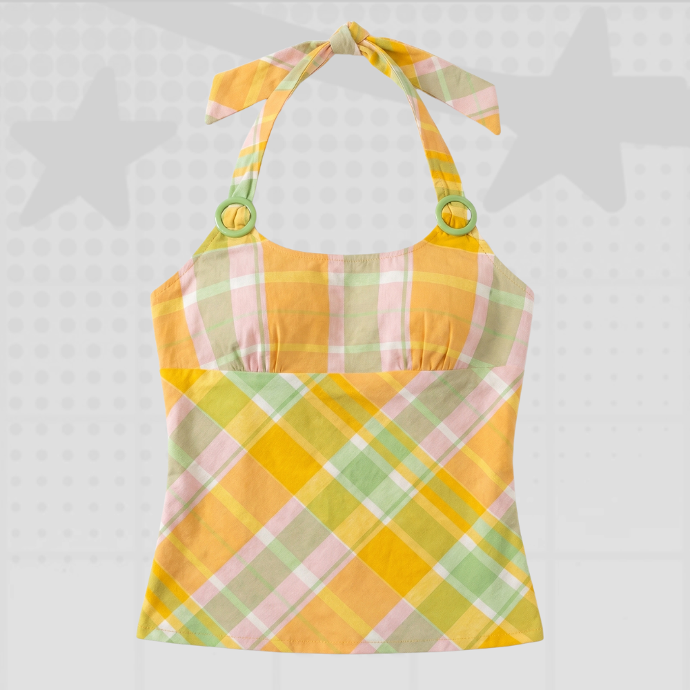 Vintage Plaid Halter Tank Top