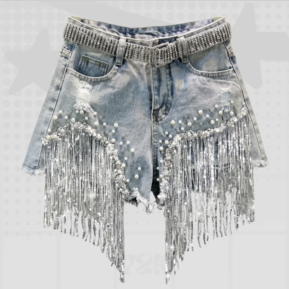 Y2K Fringe Denim Shorts
