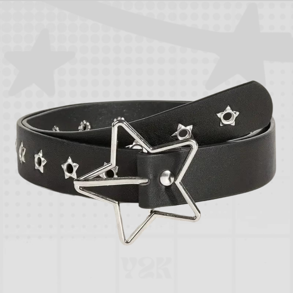 Black Y2K Star Buckle Belt