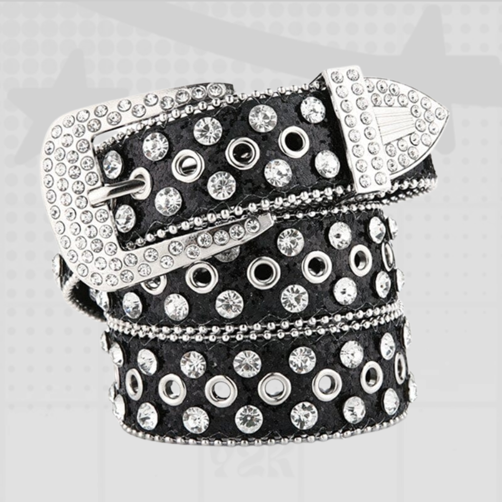 Rhinestone Black Y2K Belt