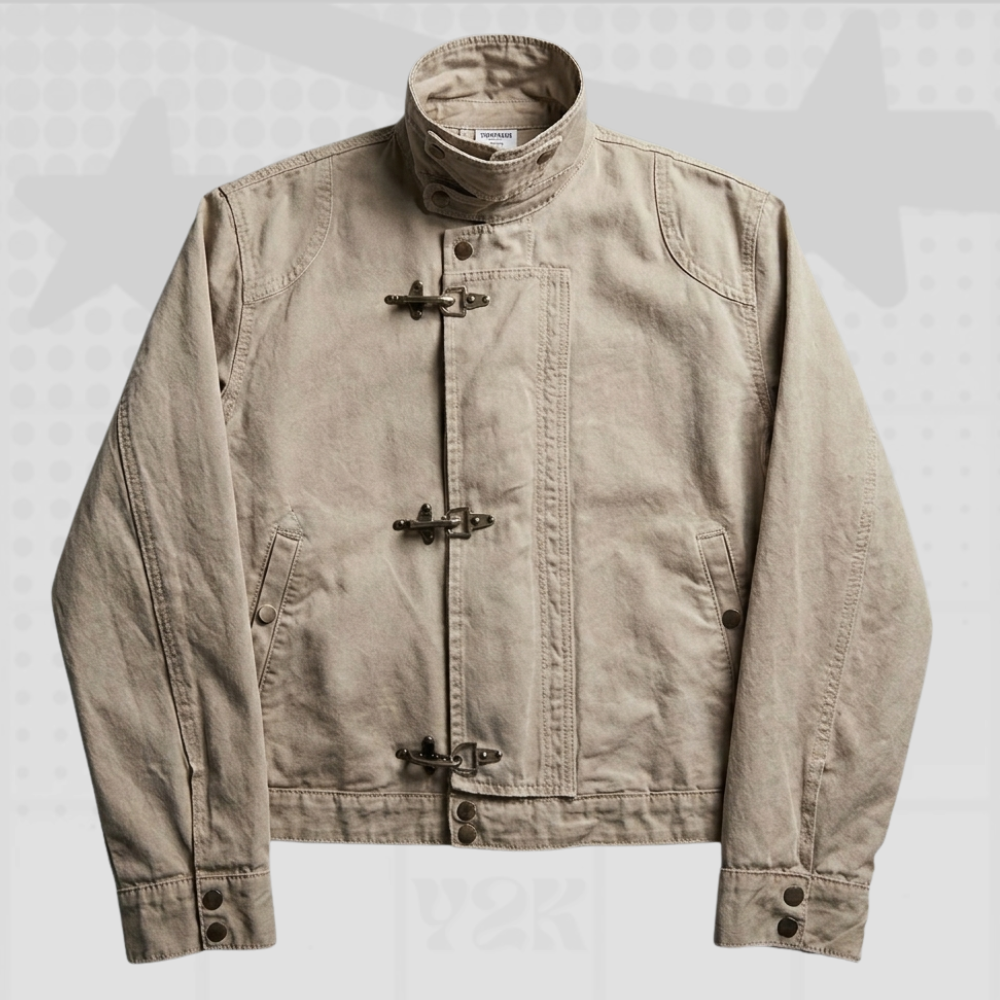 Vintage Cropped Buckle Jacket
