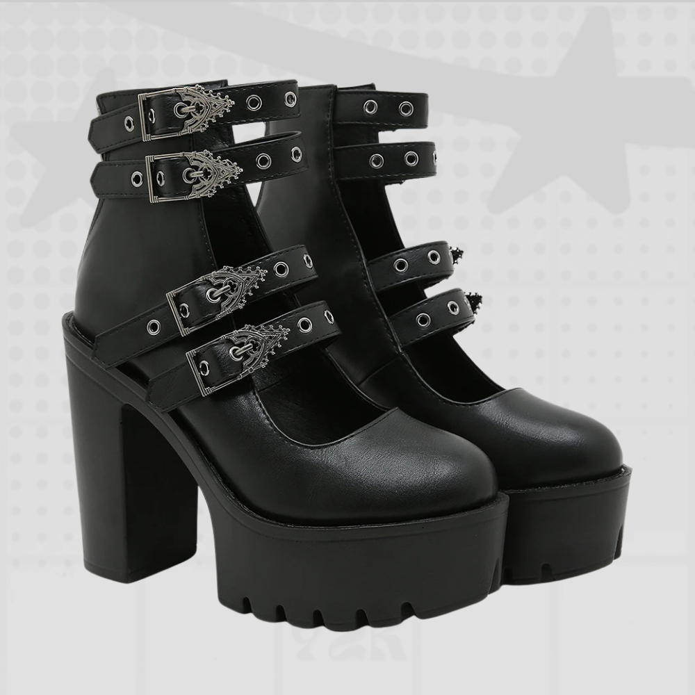 Gothic Y2K Platform Heels