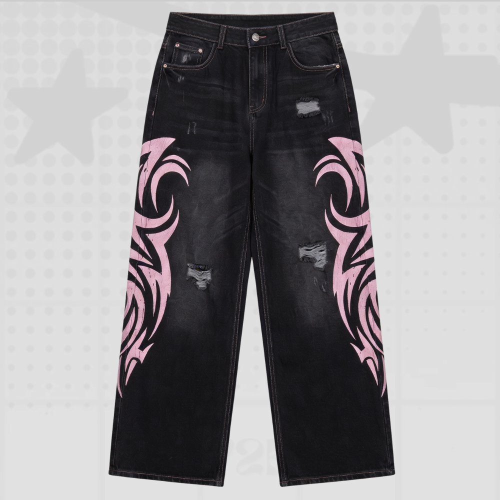 Pink Graphic Y2K Baggy Jeans